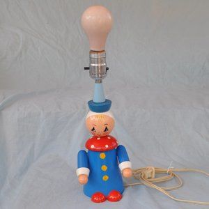underwriters' laboratories vintage nursery desk light blue wood clown (w582)